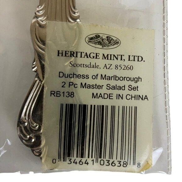 Reed & Barton Heritage Mint Marlborough 2-Pc Salad Serving Set Stainless Steel - Picture 3 of 7